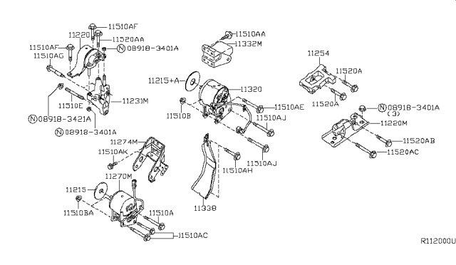 2005 Nissan Maxima Engine & Transmission Mounting Diagram 2