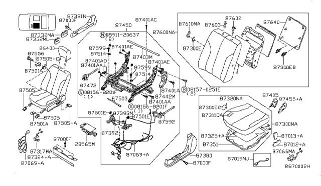 2005 Nissan Maxima Back Assembly Front Seat Diagram for 87650-7Y63B
