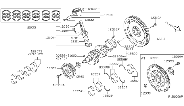 2006 Nissan Maxima Plate-Drive&Gear Diagram for 12331-7Y010