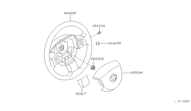 2006 Nissan Maxima Steering Wheel Assembly W/O Pad Diagram for 48430-ZK30B
