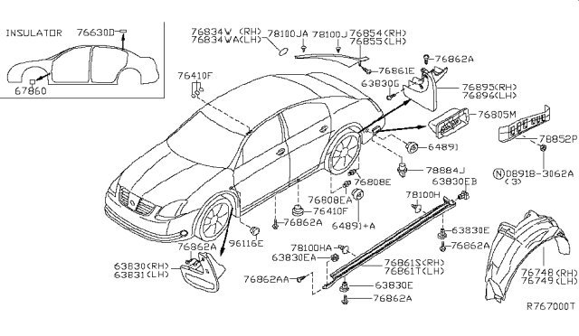 2004 Nissan Maxima Body Side Fitting Diagram
