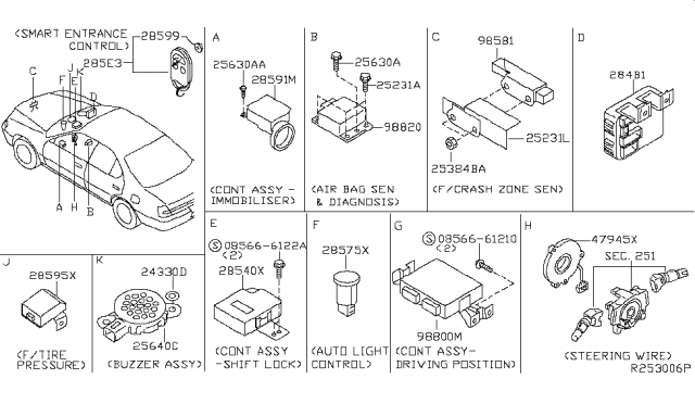 2008 Nissan Maxima Control Assembly-Driving Position Diagram for 98800-ZK30A