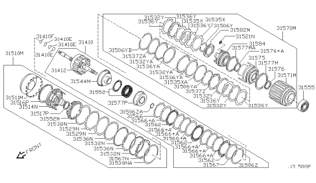 2005 Nissan Maxima Plate Retaining Diagram for 31537-89X02