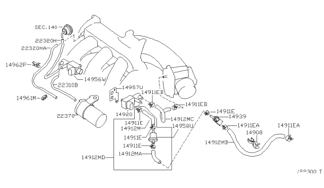 2005 Nissan Maxima Hose-EVAP Control Diagram for 14912-7Y020