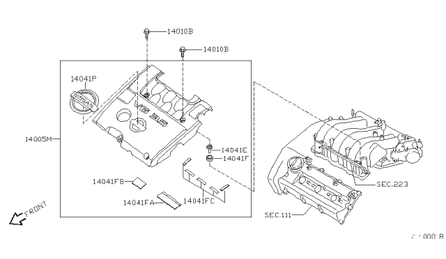 2006 Nissan Maxima Cover-Intake Manifold Collector Diagram for 14041-ZK00A