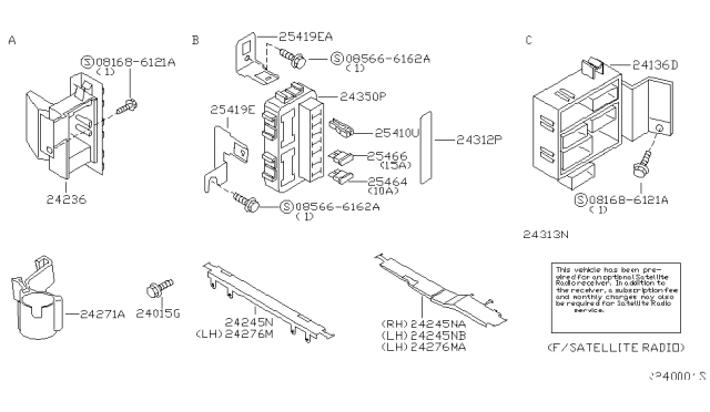 2004 Nissan Maxima Bracket-Harness Connector Diagram for 24236-7Y010