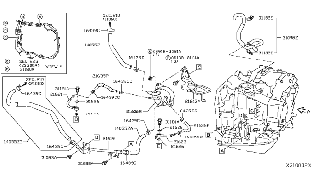 2012 Nissan Versa Auto Transmission,Transaxle & Fitting Diagram 7