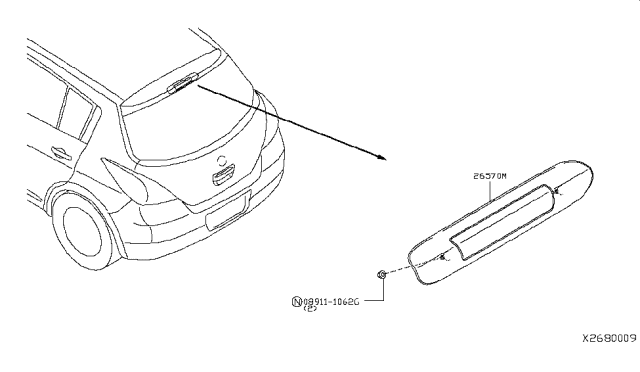 2008 Nissan Versa Lamp Assembly-Stop,High Mounting Diagram for 26590-EM10A