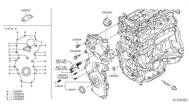 2010 Nissan Versa Front Cover,Vacuum Pump & Fitting Diagram