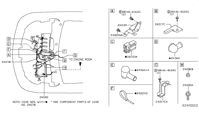 2008 Nissan Versa Harness Assembly-EGI Diagram for 24011-EM37B