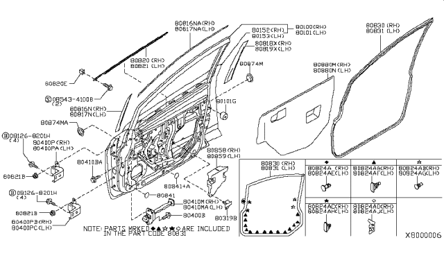 2011 Nissan Versa Screen Sealing Diagram for 80860-ZW40A