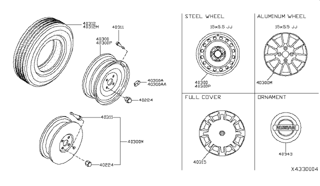 2011 Nissan Versa Road Wheel & Tire Diagram 1