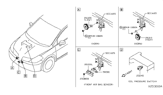 2012 Nissan Versa Sensor-Air Bag Front Center Diagram for K8581-CD00A