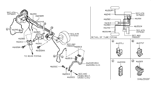 2012 Nissan Versa Tube Assembly-Brake, LSV To Rear Diagram for 46282-EM05A