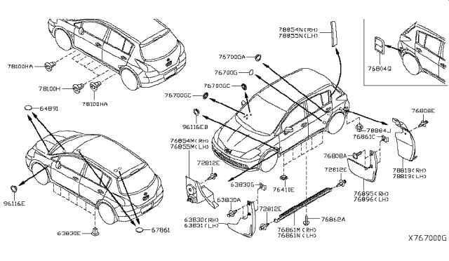 2010 Nissan Versa Body Side Fitting Diagram