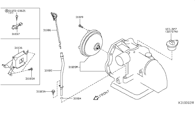 2012 Nissan Versa Automatic Transmission Assembly Diagram for 31020-1XC6C