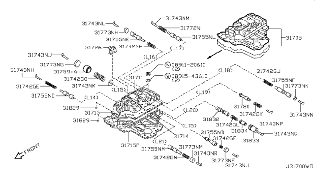 2010 Nissan Versa Plate-Separator Diagram for 31715-3CX0C