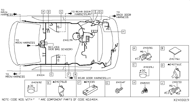 2011 Nissan Versa Harness Assembly-Body Diagram for 24014-9EM4B