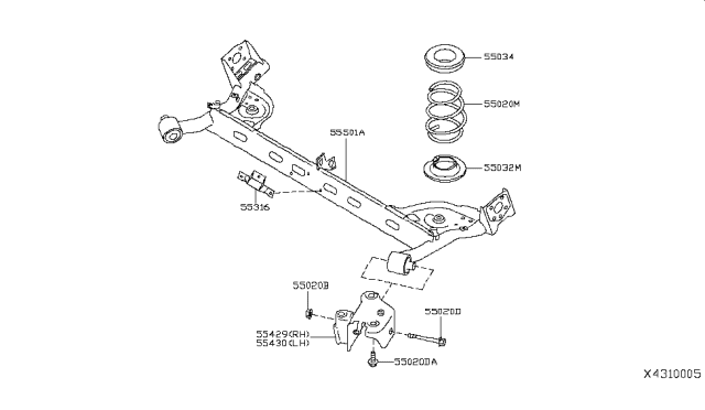 2009 Nissan Versa Bracket Assembly Rear Suspension Arm, RH Diagram for 55429-ZW40A