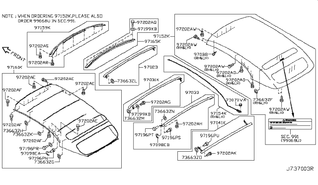 2011 Nissan Murano Open Roof Parts Diagram 5