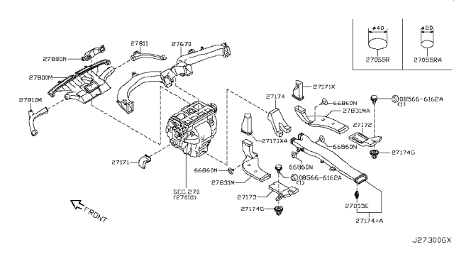 2014 Nissan Murano Duct-Heater Diagram for 27830-1AA1A