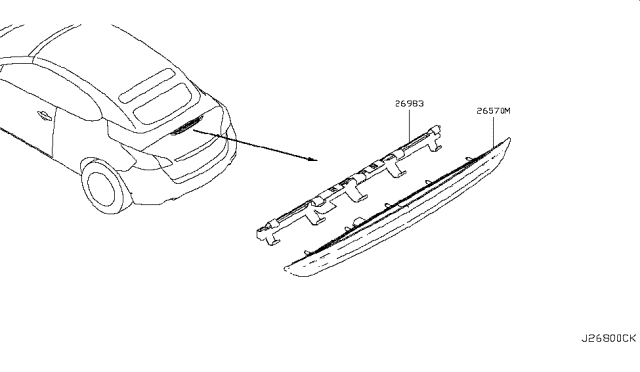 2014 Nissan Murano Gasket-Stop Lamp High Mounting Diagram for 26982-1GR0A