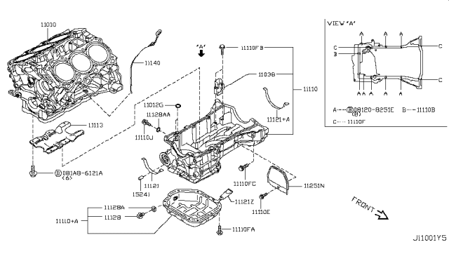 2014 Nissan Murano Cylinder Block & Oil Pan Diagram 1