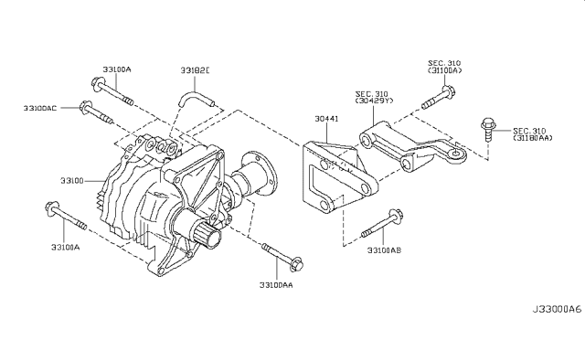 2013 Nissan Murano Transfer Assembly & Fitting Diagram