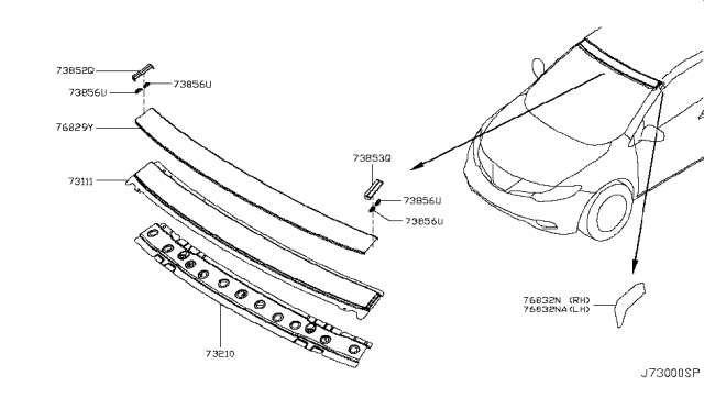 2014 Nissan Murano Insulator-Roof Rail Diagram for 768C2-1GR0A