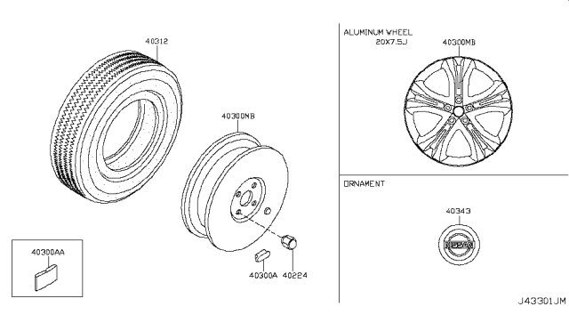 2014 Nissan Murano Road Wheel & Tire Diagram 3