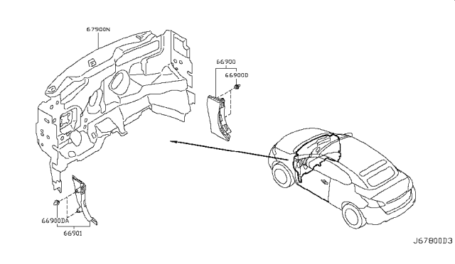 2013 Nissan Murano Insulator-Dash Lower Diagram for 67900-1GR0A