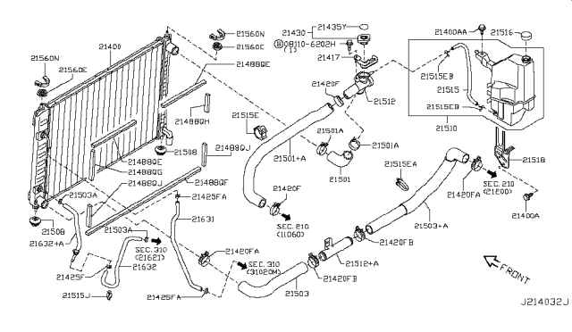 2012 Nissan Murano Hose-Oil Cooler,Auto Transmission Oil Diagram for 21632-JP00A