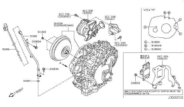 2013 Nissan Murano Auto Transmission,Transaxle & Fitting Diagram 1