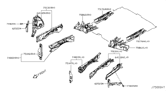 2012 Nissan Murano Member-Side,Front LH Diagram for 75111-1GR0A