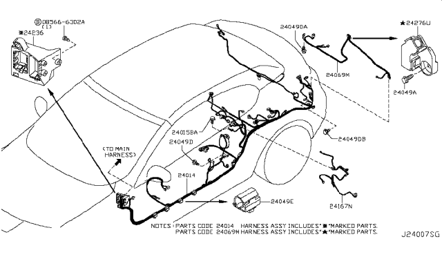 2013 Nissan Murano Protector-Harness Diagram for 24270-1GR1A