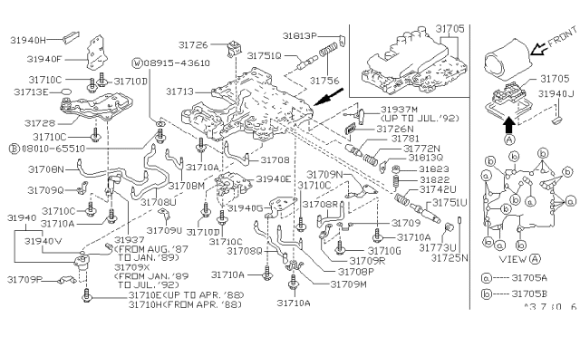 1990 Nissan Pathfinder Body Lower Control Valve Diagram for 31713-41X04