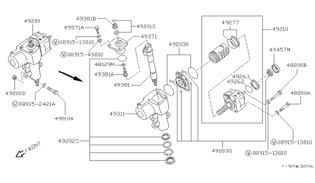 1989 Nissan Pathfinder Oil Seal Set Diagram for 49202-06W26
