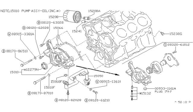 1987 Nissan Pathfinder Pump-Oil Diagram for 15010-12G00