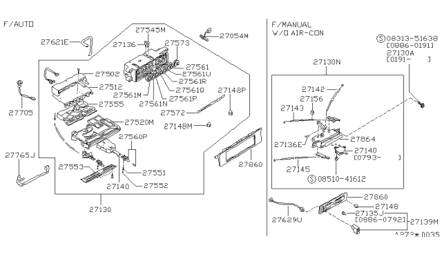 1993 Nissan Pathfinder Switch Assembly-A/C Blk Diagram for 27670-01G01