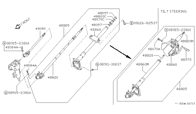 1990 Nissan Pathfinder Joint Assembly-Steering Lower Diagram for 48080-41G00
