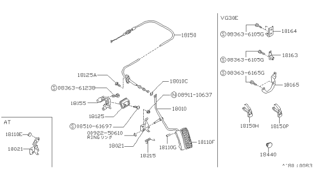1989 Nissan Pathfinder Wire-Accelerator Diagram for 18201-42G01