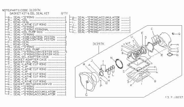 1995 Nissan Pathfinder Gasket & Seal Kit-Auto Transmission Diagram for 31397-41X93