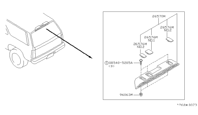 1995 Nissan Pathfinder Lamp Assembly-Stop Diagram for 26590-64G00