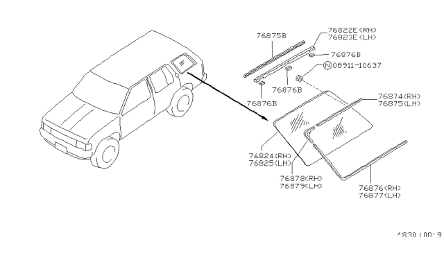 1987 Nissan Pathfinder Side Window Diagram 2