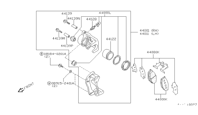 1991 Nissan Pathfinder Disc Brake Pad Kit Diagram for 44060-32G85