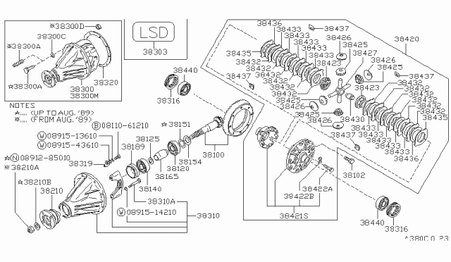 1990 Nissan Pathfinder Final Drive Assembly Diagram for 38300-S6569