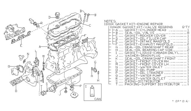 1993 Nissan Pathfinder Gasket Kit-Valve REGRind Diagram for 11042-83G25