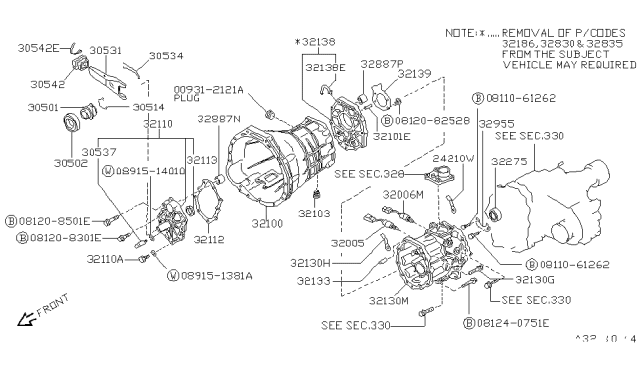 1987 Nissan Pathfinder Transmission Case & Clutch Release Diagram 2