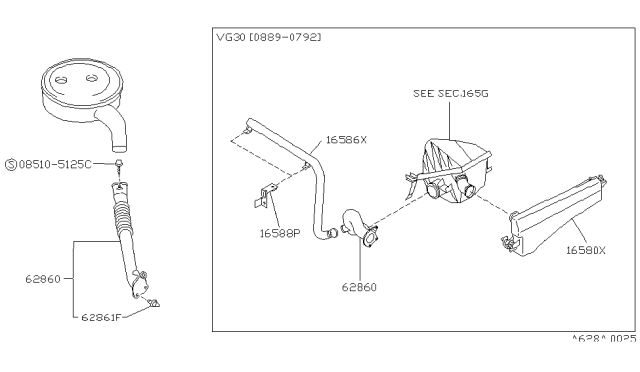 1989 Nissan Pathfinder Duct Air Diagram for 62860-41G10