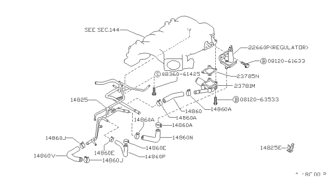 1992 Nissan Pathfinder Hose-Air Diagram for 14099-88G05